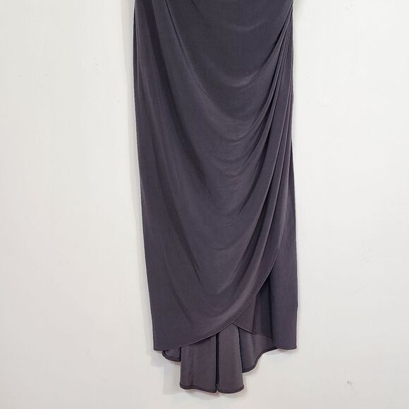 NWT Guess Draped Front Ruched Stretch Midi Faux Wrap Retro Slip Party Dress 12 - Picture 4 of 11